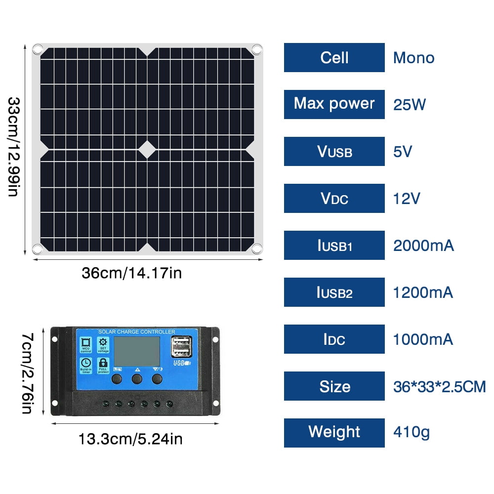 20W Solar Panel Kit 100A 12V Battery Charger with Controller for Car RV Boat Home Roof Van Camping by DFITO