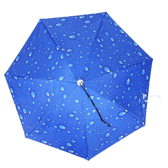 Leylor Chapeau Casquette-77cm Parapluie Coupe-Vent Parapluie Tête Pliable(Goutte de Pluie Bleue)