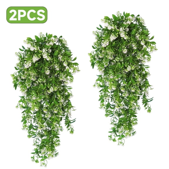 2 Pack Artificial Hanging Plants Vines, 29 Inch Lifelike Fake Trailing Greenery Plastic Faux Hanging Flowers Indoor Outdoor Wall Wedding Home Decor