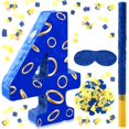 thumbnail image 1 of Piñata Número 4 Simgoing Azul con Anillos Dorados 40x28x7 cm, 1 of 6