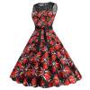 thumbnail image 1 of Wyzesi Robes de Fête pour Femmes Longues à Col Rond Sans Manches Imprimé de Noël Rétro Robe à Jupe Longue Pyjama de Noël Costume, 1 of 5