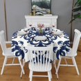thumbnail image 2 of Blue and White Pioneer Flower Round Tablecloth 60" X 60",Wrinkle Wipeable Table Cloth for Kitchen Dining Room Picnic Patio Party, 2 of 6