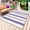 Purple, variant on Blue Grey Striped Outdoor Rug 3x5 Ft - Reversible Patio Rug Outdoor Camping Rugs, Geometric Vertical Stripes Minimalist Indoor Outdoor Area Rugs, Non-Slip Outdoor Carpet Runner for Deck/Porch