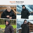 thumbnail image 4 of Venustas Men's 12V Heated Jacket with Battery, Softshell Electric Winter Coat for Skiing, Hunting & Outdoor Work & Cold Weather (Black, L), 4 of 8