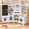 thumbnail image 5 of LAZY BUDDY Corner Wooden Play Kitchen with Lights & Sounds, Interactive Toy Kitchen for Toddlers 3+, 5 of 10