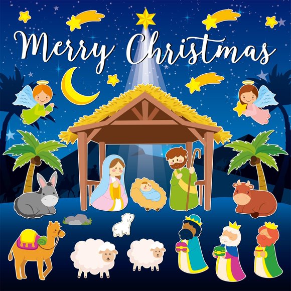 Set de Tablero de Anuncios del Nacimiento de Navidad gisgfim 52 piezas