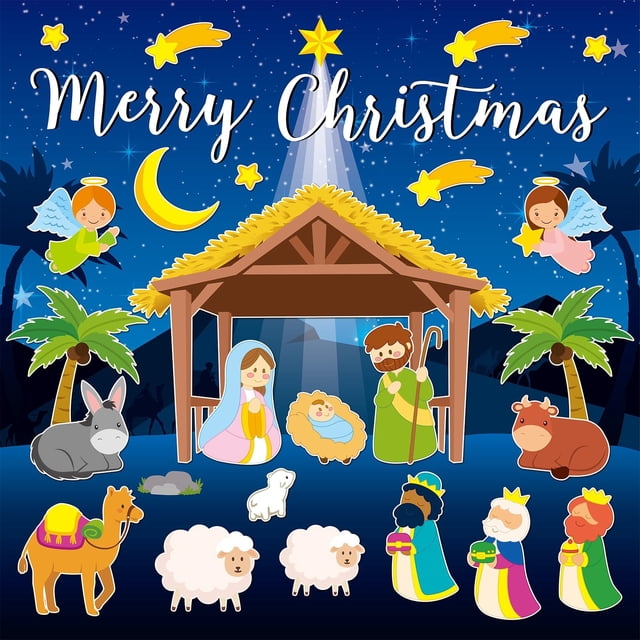 Set de Tablero de Anuncios del Nacimiento de Navidad gisgfim 52 piezas