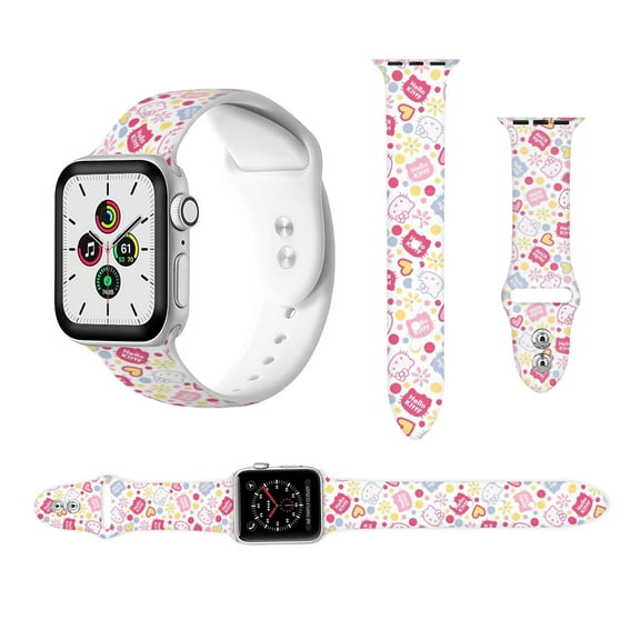 Hello kitty Silicone strap compatible with Apple Watch strap for men and women, soft wristband waterproof replacement sport strap for iWatch strap series 38mm/40mm