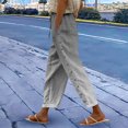 thumbnail image 2 of Bovemsi Wide Leg Pants Woman Women's Gradient Elastic With Pocket Buttons 9 Inch Loose Casual Travel Pants, 2 of 4