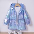 thumbnail image 5 of YunPes Toddler Girls Metallic Shiny Jacket Zip-Up Hooded Windbreaker with Elastic Waist Y2K Trendy Glitter Outdoor Clothes, 5 of 6