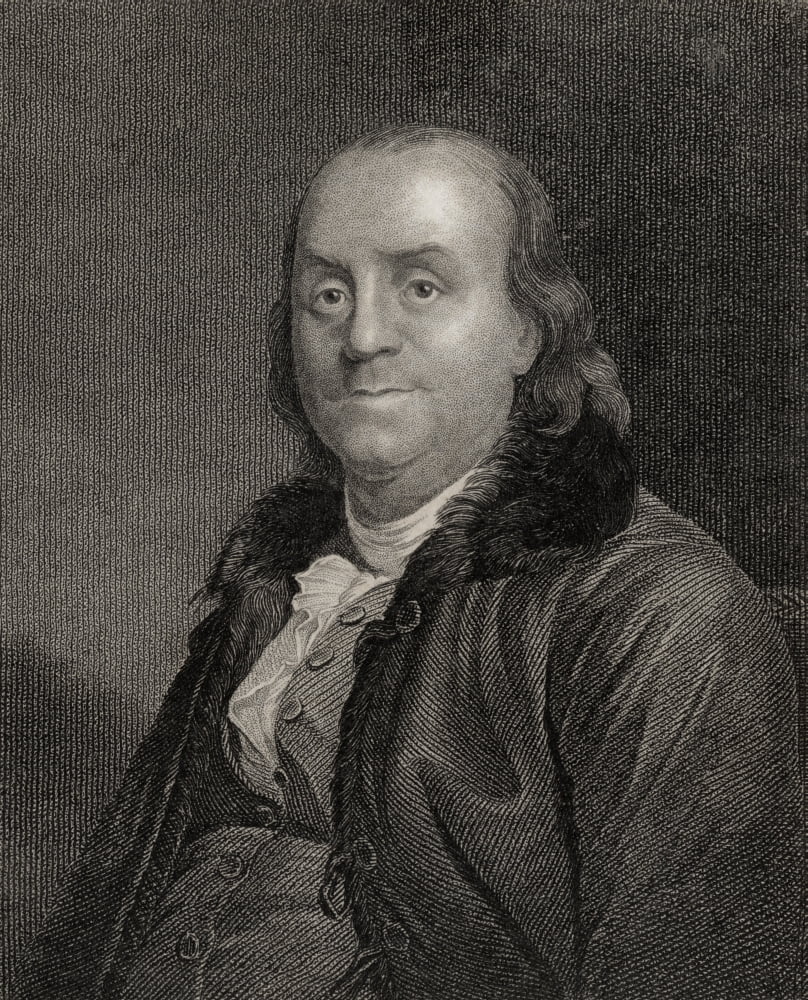 Benjamin Franklin 1706 To 1790 American Author Politician Printer Scientist Philosopher Publisher Inventor Civic Activist And Diplomat Engraved By T Wright After A French Painting From The Book The Pu