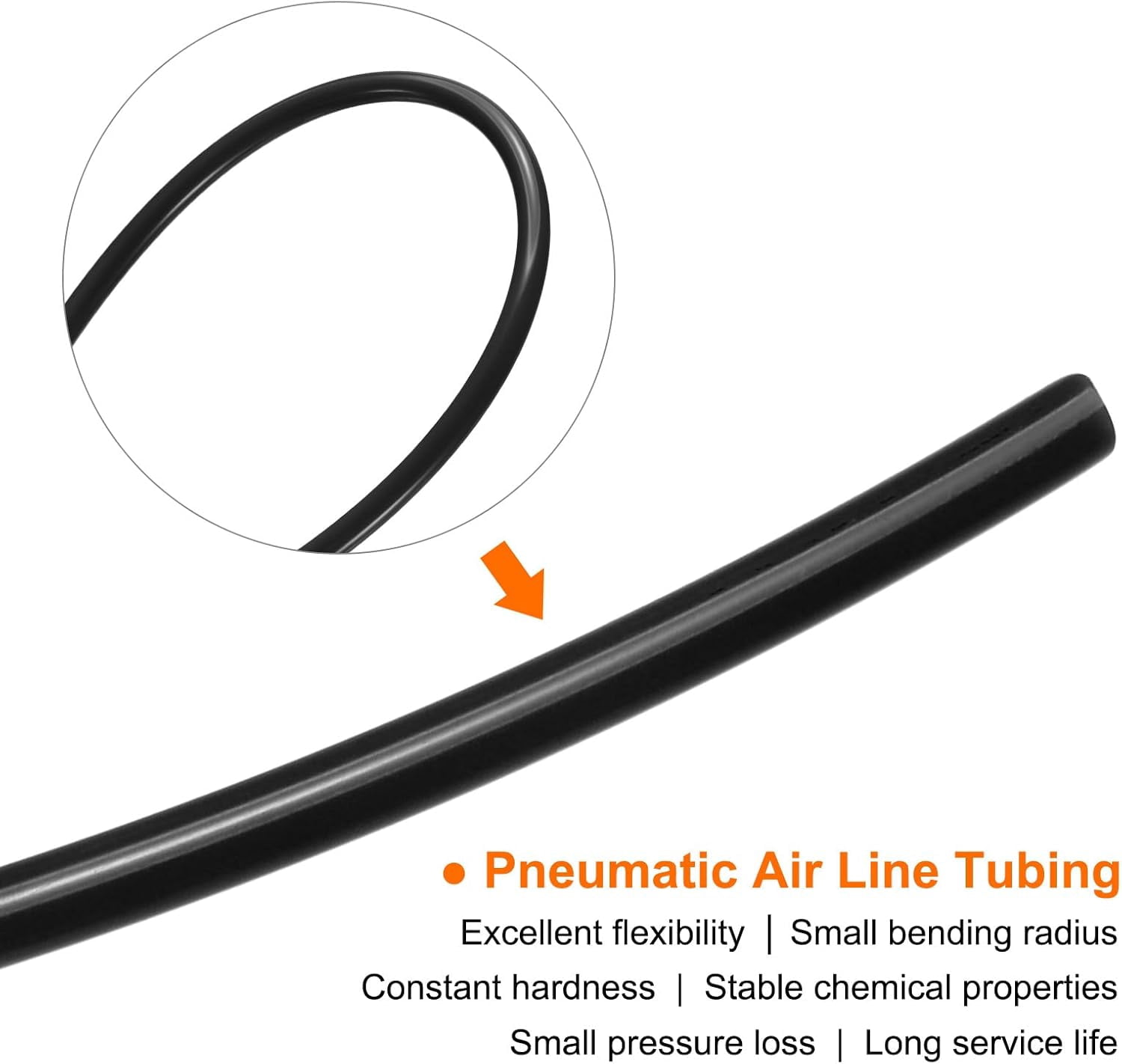 MKEUDQ-Pneumatic Air Line Tubing 4mm OD x 2.5mm ID 5 Meters(16.4 FT) Air Compressor Nylon Tubes Polyamide Air Tubing Hose Tube for Air Compressor Water Fluid Transfer, Black