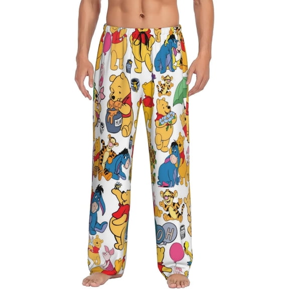 Winnie Pajama Pants Drawstring Elastic Waistband Loungewear Comfy Separate Bottoms Sleep PJ Pants for Men Women Small