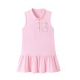 thumbnail image 2 of Bellafa Toddler Girls Sleeveless Lapel Neck Summer Dress Princess Ruffle A-Line Cotton Sundress Kids Casual Polo Dresses 2-7 Years, 2 of 9