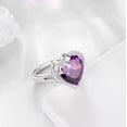 thumbnail image 5 of Juwaliy 4Ct Heart Women Ring Bow Kont Ribbon 925 Sterling Silver February Birthstone Amethyst Ring Purple Solitaire Jewelry Mother Valentine's Day Gift for Wife, 5 of 10