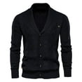 thumbnail image 1 of Mikilon Cardigan à Enfiler pour hommes, Veste tricotée à manches longues et revers de couleur unie, 1 of 3
