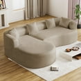 thumbnail image 2 of Wiilayok 110" Chenille L Shaped Sectional Sofa,Curved Sofa Couch with Left Chaise,Cloud Compression Deep Seat Sofa Couches for Living Room,No Assembly,Light Brown, 2 of 10