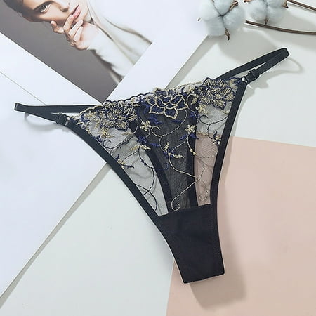 UAYOTSE Lace Cheeky Panties for Women Criss Cross Back Cute Floral Hipster Underwear L Black