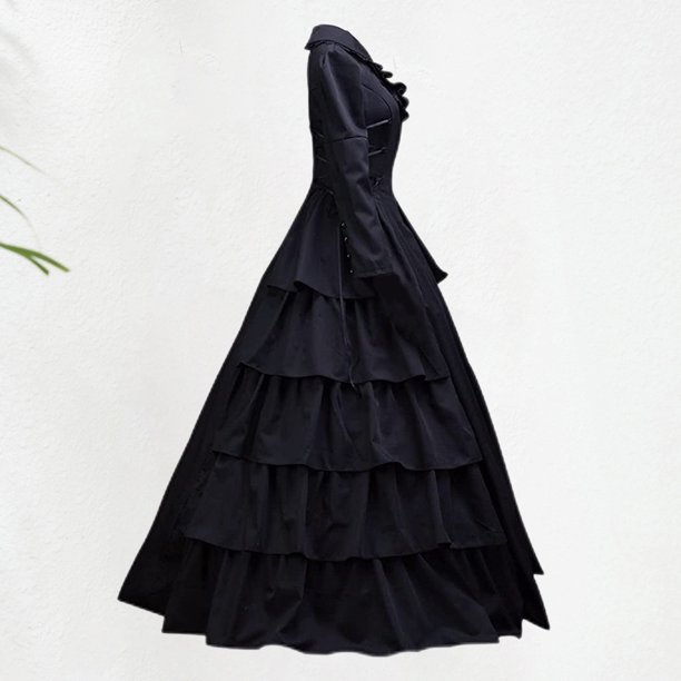 Vestidos de Fiesta Elegantes vintage negro con cuello vuelto traje informal de vacaciones para mujer Ygjytge Negro T XS para Mujer