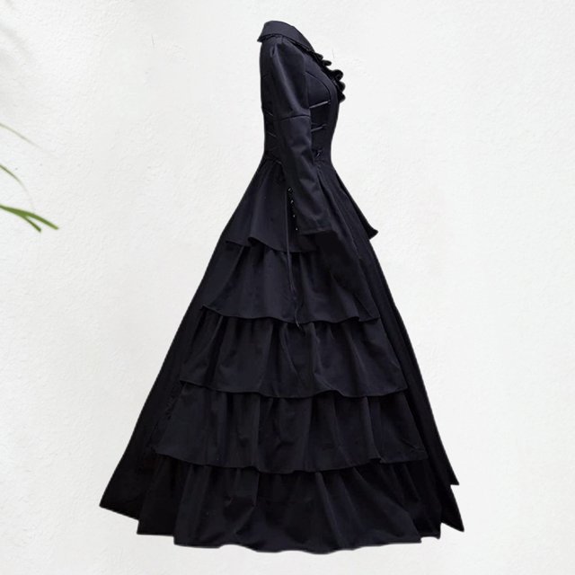 Vestidos de Fiesta Elegantes vintage negro con cuello vuelto traje informal de vacaciones para mujer Ygjytge Negro T XXL para Mujer
