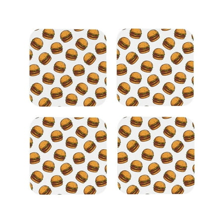 

Coasters Set of 4 - Cute Hamburger Drink Coasters for Tabletop Protection Leather Coasters for Living Room Decor and Housewarming Gift Square
