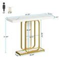 thumbnail image 7 of Tribesigns Modern Gold White Console Table with LED Lights, Entryway Hallway Table with Faux Marble Veneer for Living Room, Entrance, 7 of 7