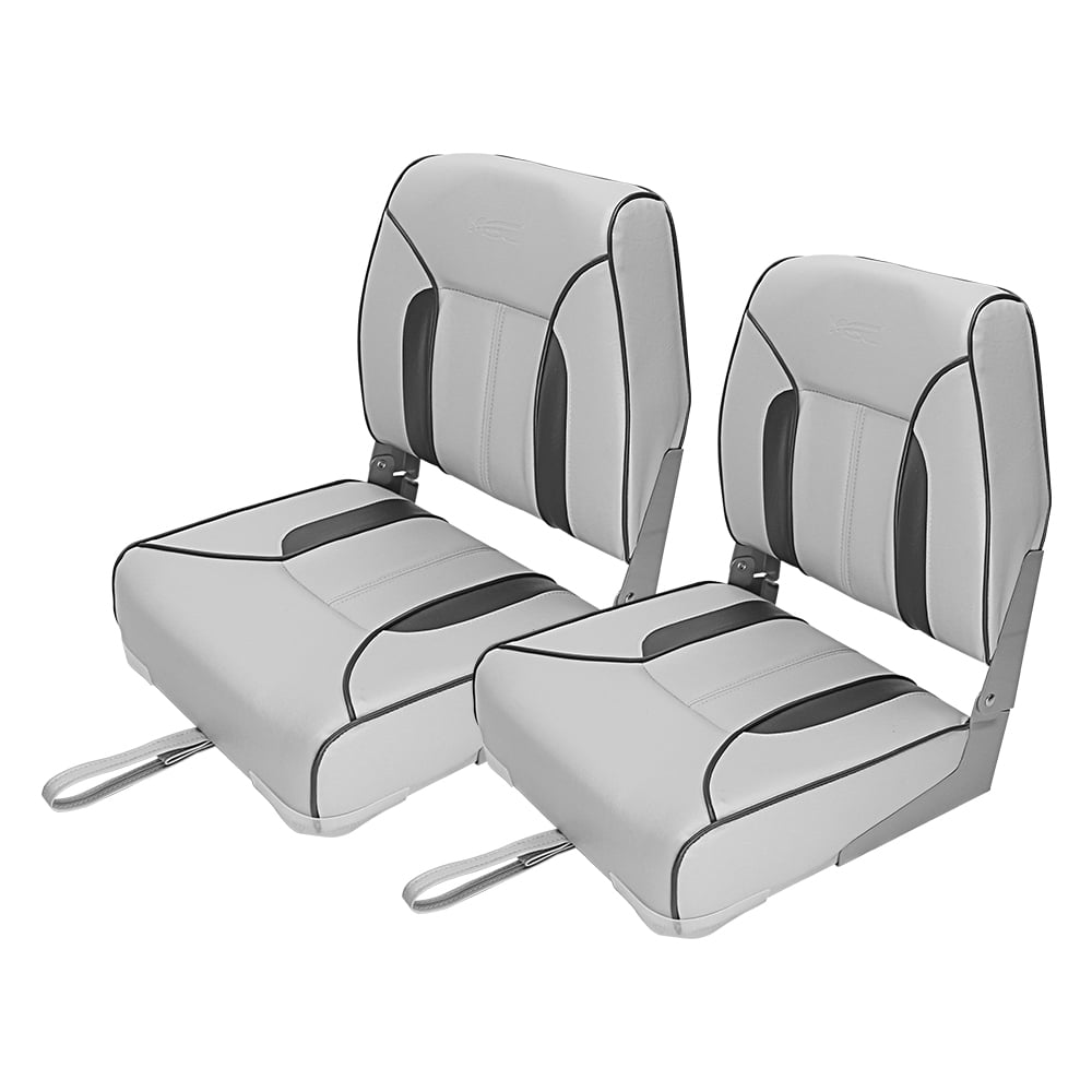 Pair Of Deluxe Fishing Boat Seats, Grey White
