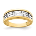 thumbnail image 1 of Solid 14k White and Yellow Gold Two Toned Cut-Out Greek Key Ring Band Size 6, 1 of 3