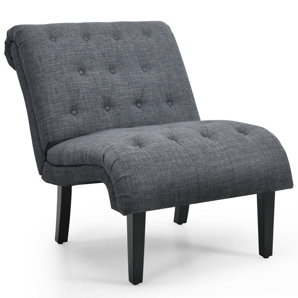 Finihen Armless Accent Chair, Cotton Linen Fabric Armless Accent Chair with Adjustable Foot Pads, for Living Room, Bedroom, Dark Gray Finihen Armless Accent Chair, Cotton Linen Fabric Armless Accent Chair with Adjustable Foot Pads, for Living Room, Bedroom, Dark Gray
