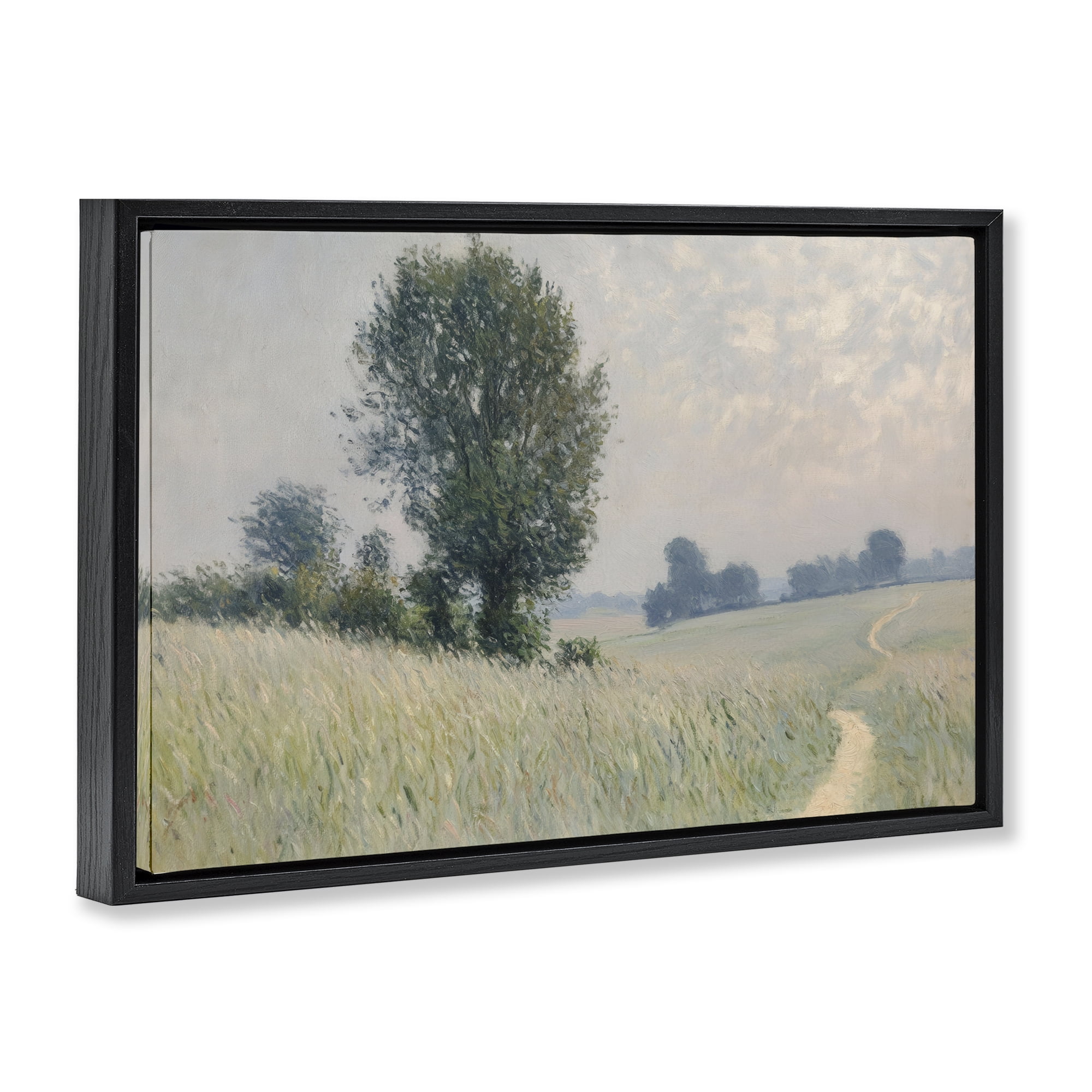 Stupell Industries Tall Grass Path Through Meadow Black Framed Floater Canvas Wall Art, design by Petal Prints Design