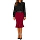 thumbnail image 2 of Falda de cola de pez inspiradora Chic para mujer, falda midi de peplum de cintura alta, falda de lápiz para trabajo y negocios con cinturón, talla XL, color rojo vino, 2 of 6