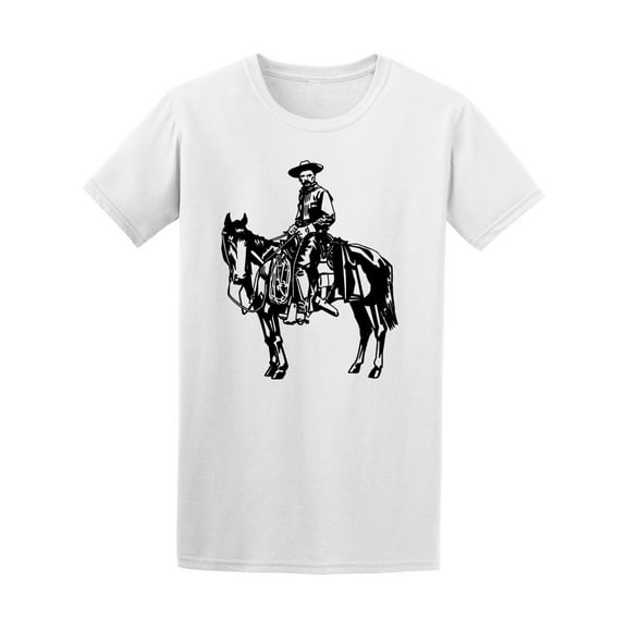 Sketch Of Cowboy With Horse T-Shirt Men -Image by Shutterstock, Male 4X-Large