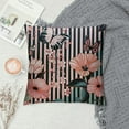 thumbnail image 2 of Creowell Pink Floral Striped with Butterflies and Flowers，Pillow Cute Design Hidden Zipper Home Sofa Decorative Cushion Cover Square ，Pink, 2 of 5