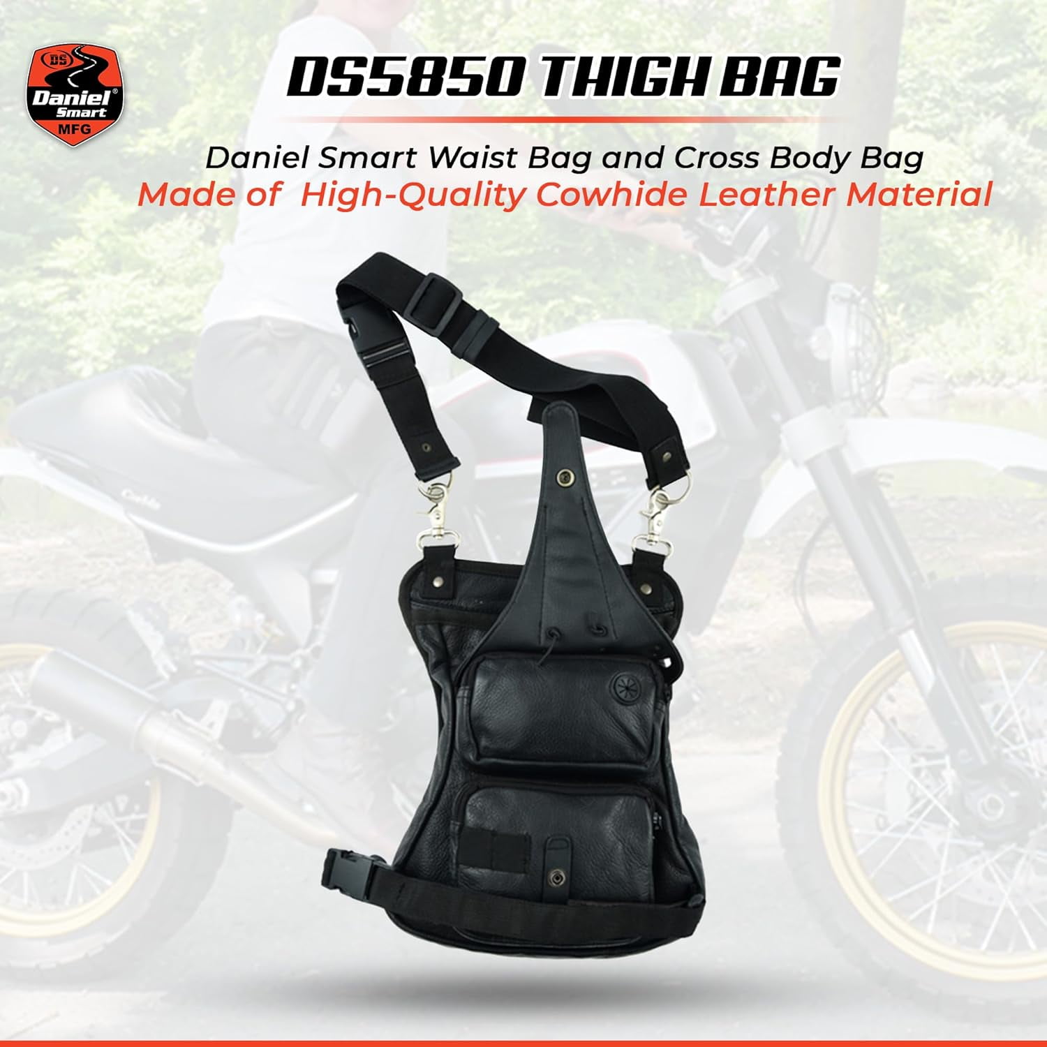 Daniel Smart Thigh Bag Versatile Storage with Gun Holster & Media Pocket Durable & Fashionable Perfect for Adventurers Black