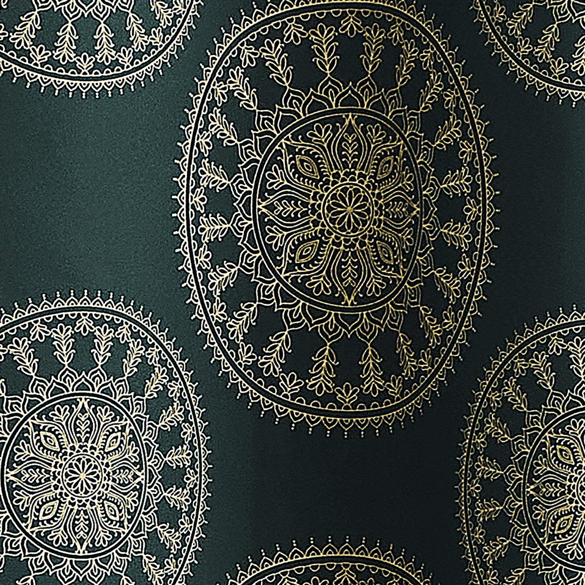 Mainstays Room Darkening Grommet Curtain Panel Pair, Set of 2, Medallion Dark Teal, 30"W x 84"L