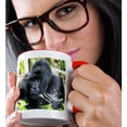 thumbnail image 2 of 3drose, Africa, Rwanda, Volcanoes Np. Portrait of a Silverback Gorilla., 15oz Two-tone Red Mug, 2 of 6