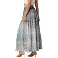 thumbnail image 4 of LWavelet Women Tribal Print Tiered Maxi Skirt Elastic Waist With Pockets Boho Long Skirt Light Blue 2XL, 4 of 6