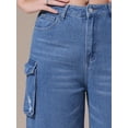 thumbnail image 5 of DARING DIVA Women's Cargo Jeans Straight High Waist Baggy Denim Pants S Blue, 5 of 7