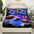 thumbnail image 3 of Galaxy Bed Sheets Set King Outer Space Themed Fitted Sheet, Solar System Sheet Set for Teens Universe Themed Bedroom Decor Flat Sheet Space Starry Sky Planet Bedding Set, 3 of 4