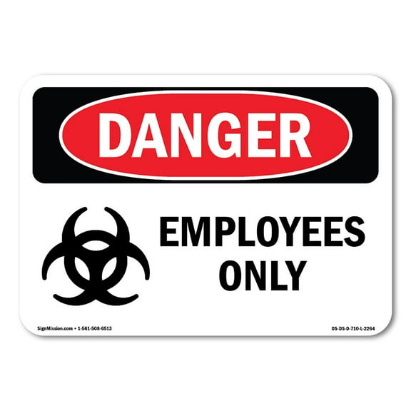 OSHA Danger Sign - Employees Only | Plastic Sign | Protect Your Business, Construction Site, Warehouse & Shop Area |  Made in The USA