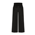 thumbnail image 7 of Clean Women Baggy Stretchy Wide Leg Pants Elastic High Waist Trousers Causal High Waisted Cotton Pantaloons Adjustable Bow Lace-Up Trousers Loose Flowy Beach Pant, 7 of 7