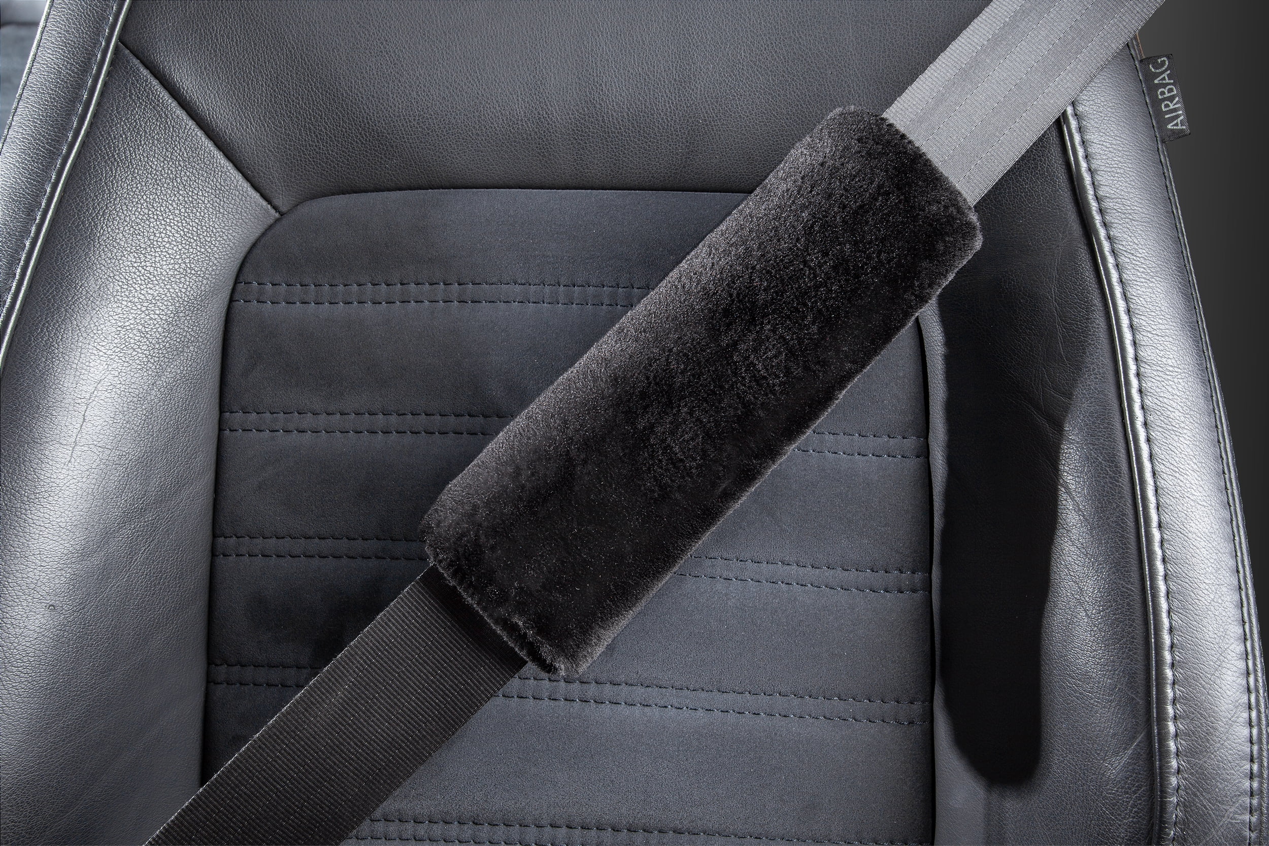 (2 pack) Auto Drive 1Piece Car Seat Belt Pad Plush Black - Universal Fit, 23SBP101-1, Suitable for Adult