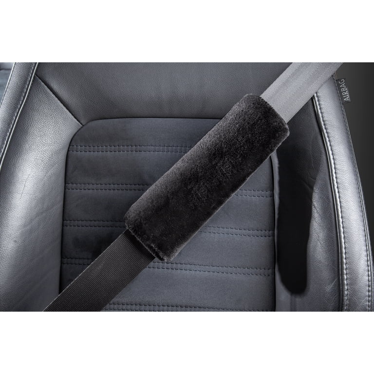 Auto Drive Plush Faux Fur Seatbelt Pad, Black photo 3