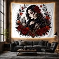 thumbnail image 6 of Gothic Portrait Woman with Roses and Candles, Moody Dark Fantasy for Halloween Lovers, Autumnal Gothic Art Decor, Halloween Gift, Tapestry Wall Hanging for Bedroom and Living Room, 6 of 7