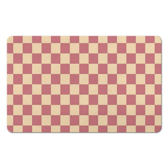Luxury Checkered Bath Mat: Ultra-Absorbent & Non-Slip Bathroom Rugs. Machine Washable, Small Indoor Doormat Perfect for Shower, Sink & Tub, 20x32in