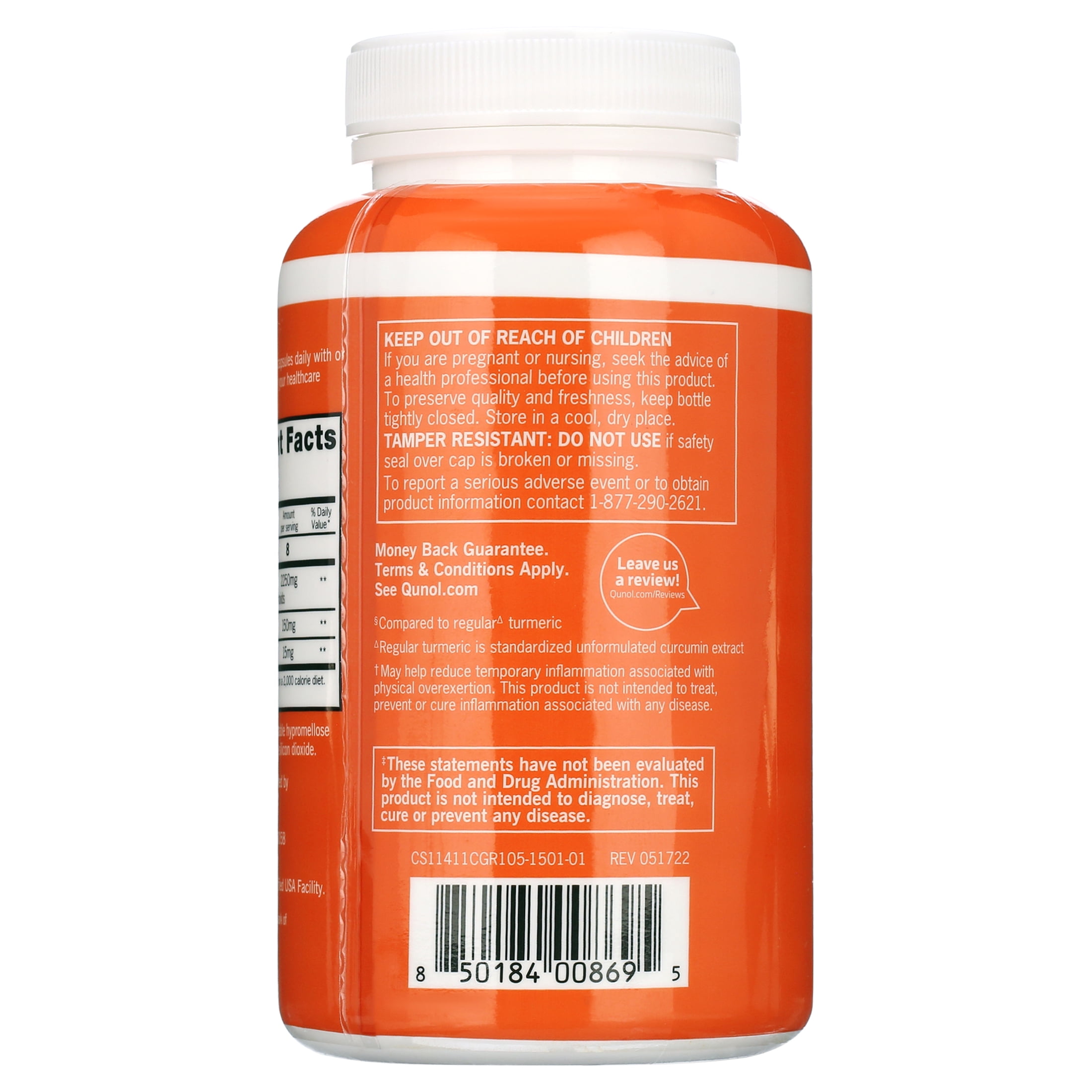 Qunol Turmeric Curcumin with Black Pepper & Ginger, 2400mg Turmeric Extract with 95% Curcuminoids, Extra Strength Supplement, Enhanced Absorption, Supports Healthy Inflammation Response, 105 Count