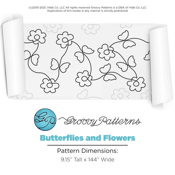 Groovy Patterns Longarm Quilting Pantograph Butterflies and Flowers Design
