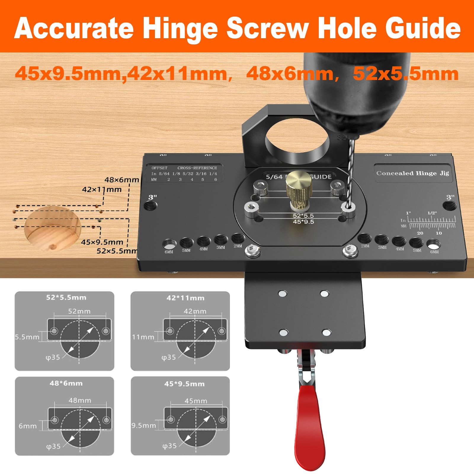 Concealed Hinge Jig With Quick Clamp And Dust Vacuum Adapter 35mm Cabinet Door Hinges Hole Drilling Hardware Jigs For Woodworking Mounting Tool