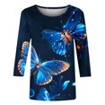 thumbnail image 3 of Cilsoka 3/4 Sleeve T Shirts for Women Dress Shirts for Women 3/4 Sleeve Plus Size Graphic Crop Tops for Curvy Women Vintage Tees for Women V Neck Long Sleeve Blouses for Women Casual My Orders, 3 of 4