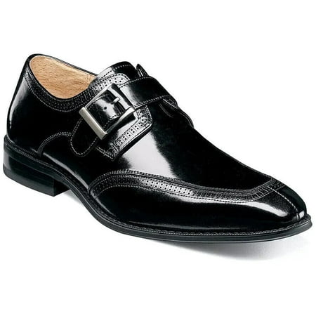 

Stacy Adams Garven Moc Toe Monk Strap Buffalo Leather Shoes Black 25584-001